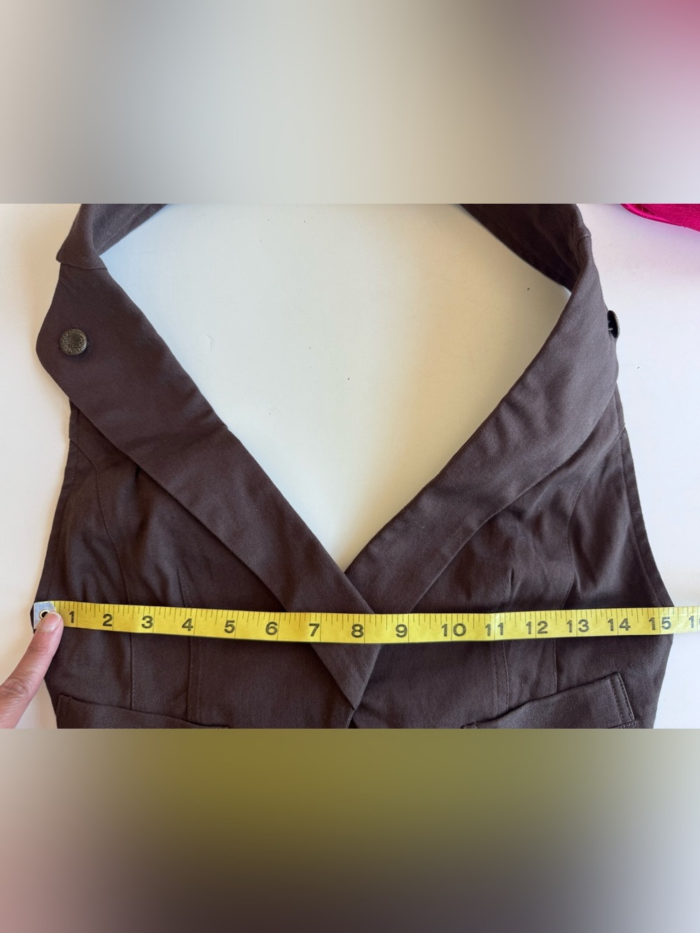 vintage Y2K charlotte russe Brown halter Top neck vest jacket one snap button - Picture 7 of 10